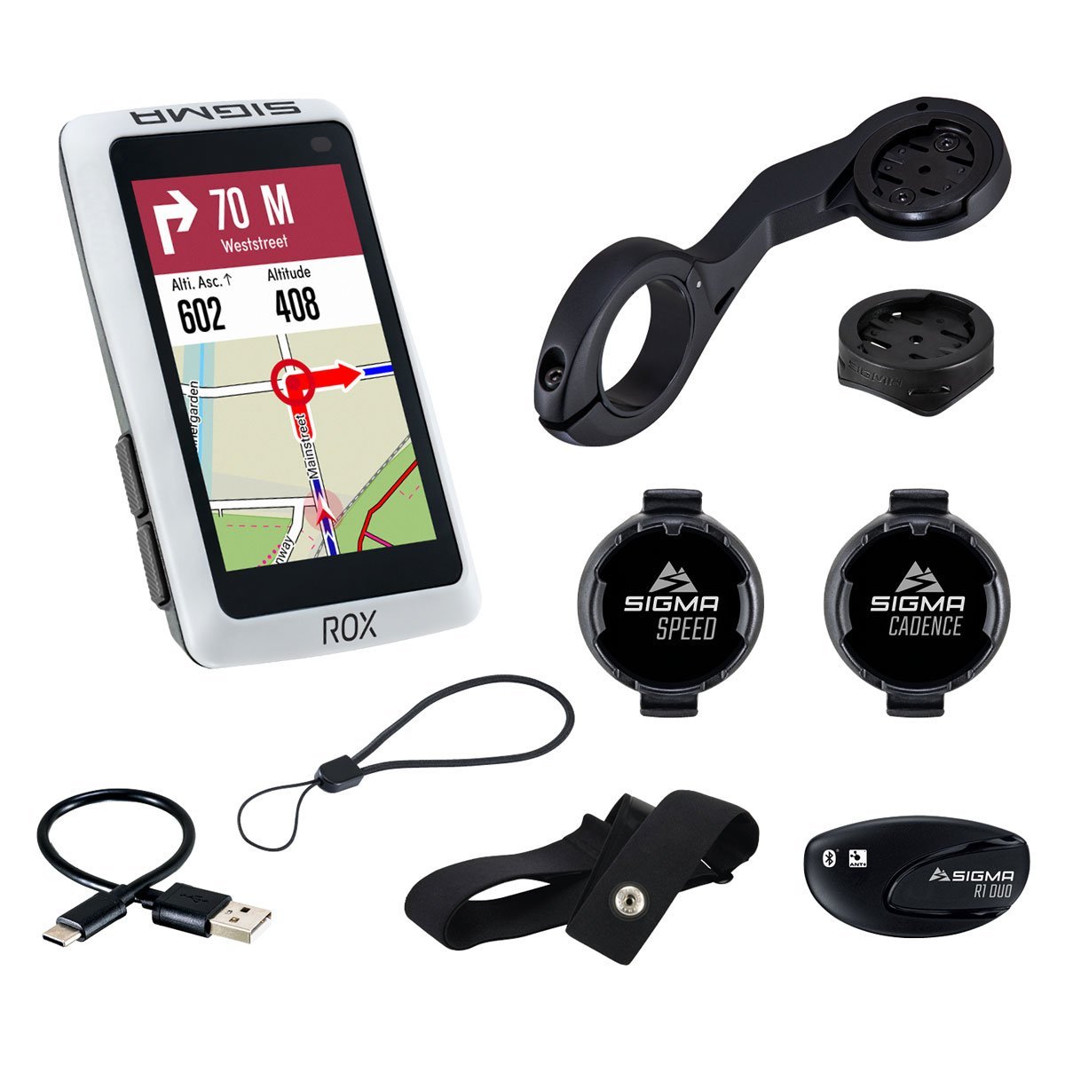 SIGMA ROX 12.1 EVO - GPS Fahrradcomputer - Sensor Set - weiß